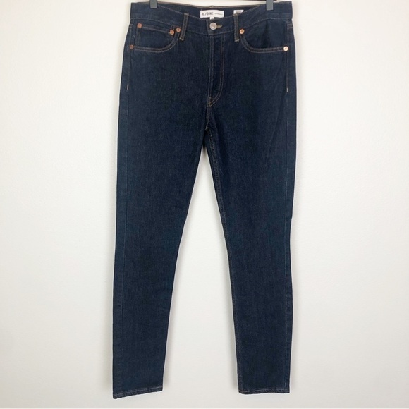 RE/DONE Originals Women's High Rise Ankle Crop Jeans in Rinse Button Fly - Picture 3 of 6